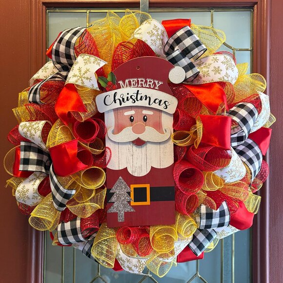 Flokoko Boutique Other - Santa Clause Deco Mesh Christmas Wreath - 24"